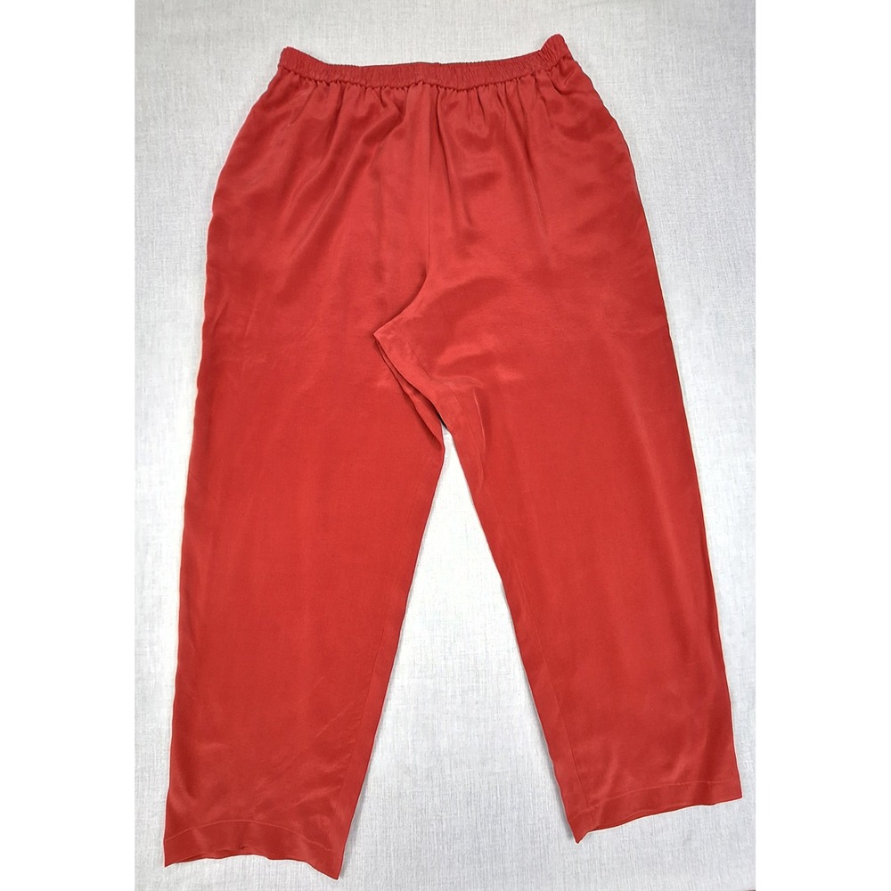 Diane Von Furstenberg Silk Assets Red 100% Silk Wide Leg Pants Vintage Large